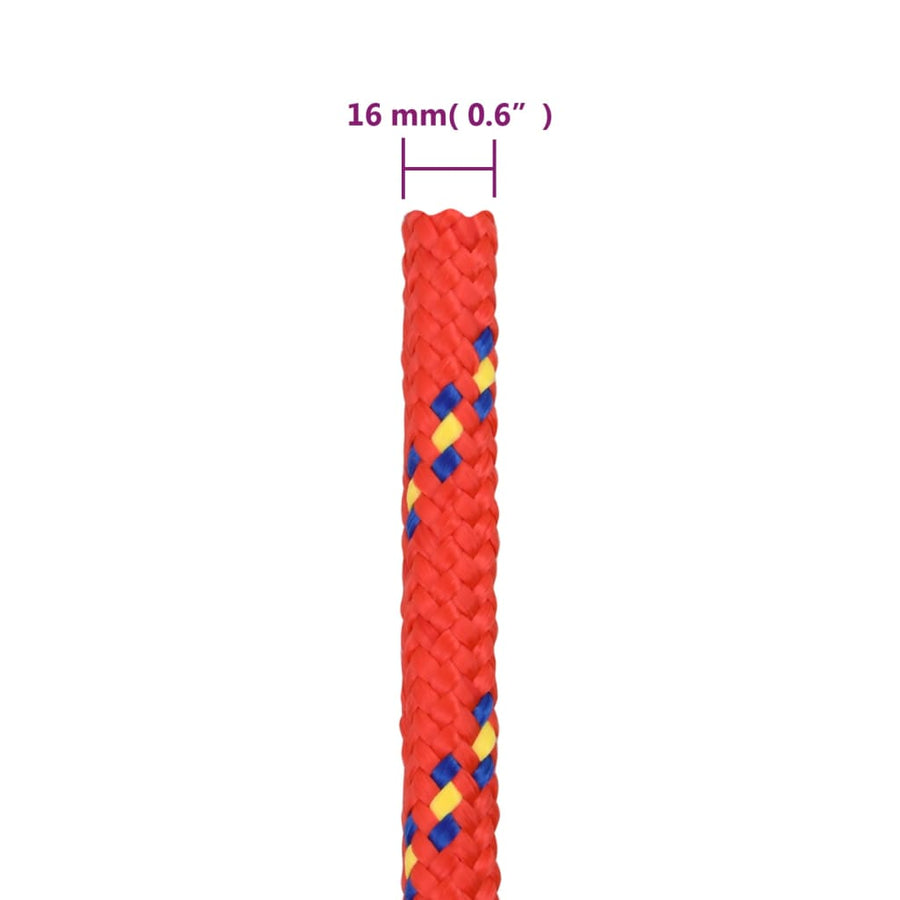 Boottouw 16 mm 25 m polypropyleen rood