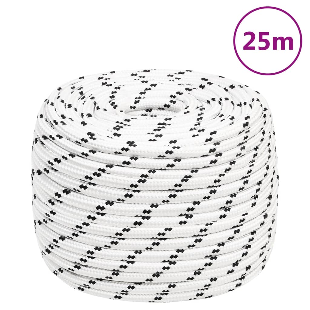 Boottouw Gevlochten 2 Mmx Polyester Wit 12 mm 25 m