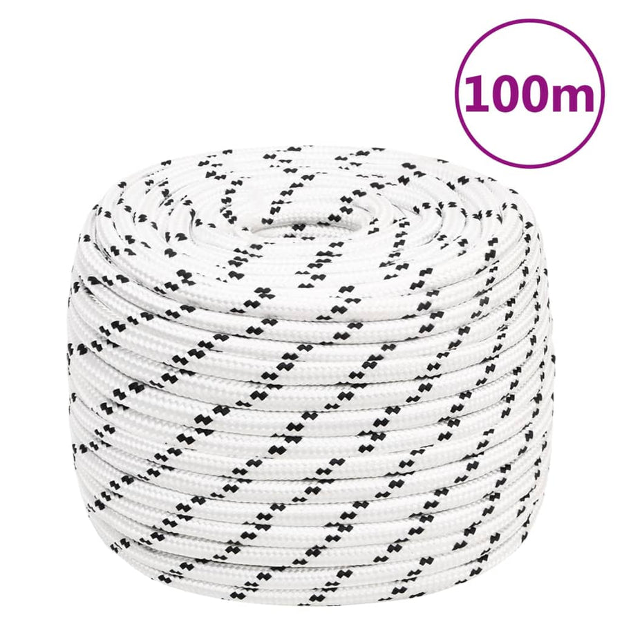 Boottouw gevlochten 12 mmx100 m polyester wit 12 mm 100 m