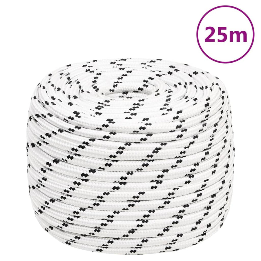 Boottouw Gevlochten 4 Mmx Polyester Wit 14 mm 25 m