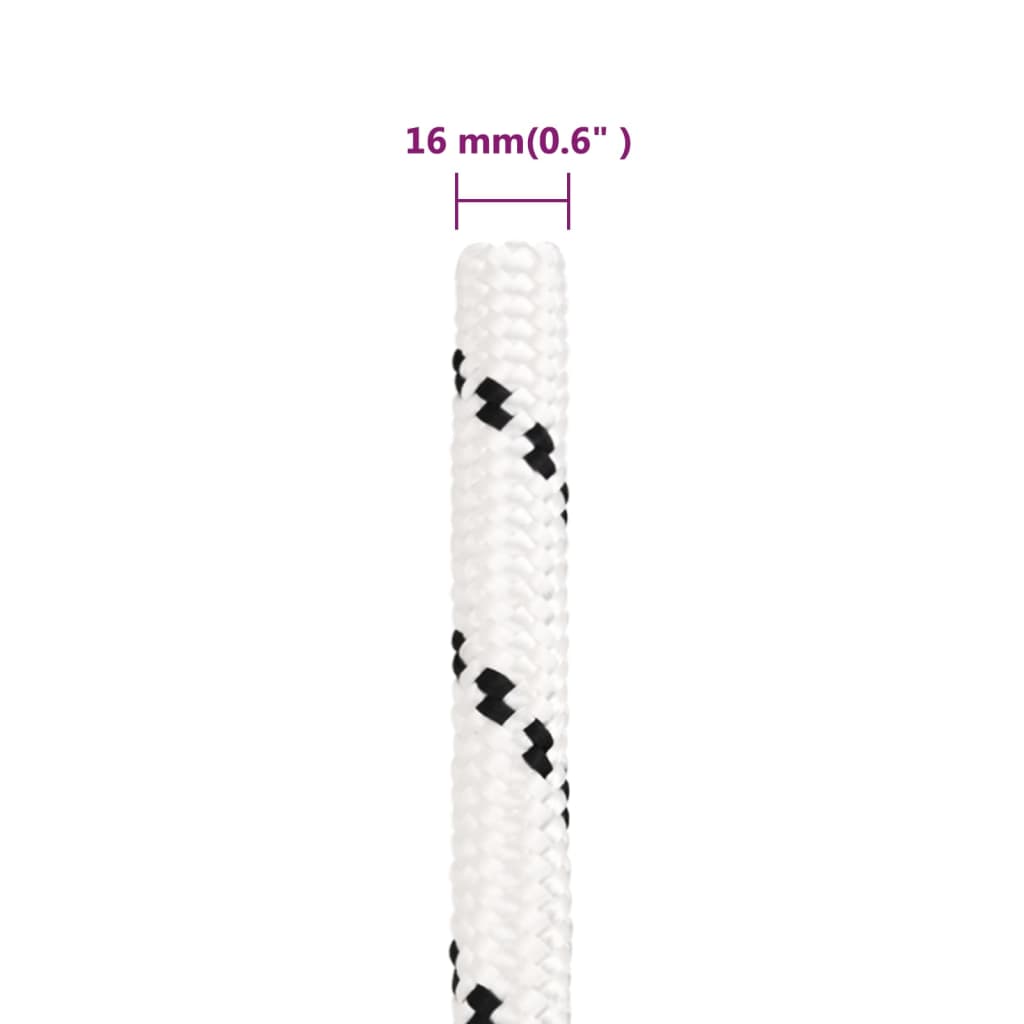 Boottouw Gevlochten 6 Mmx Polyester Wit 16 mm 25 m