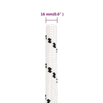 Boottouw Gevlochten 6 Mmx Polyester Wit 16 mm 25 m