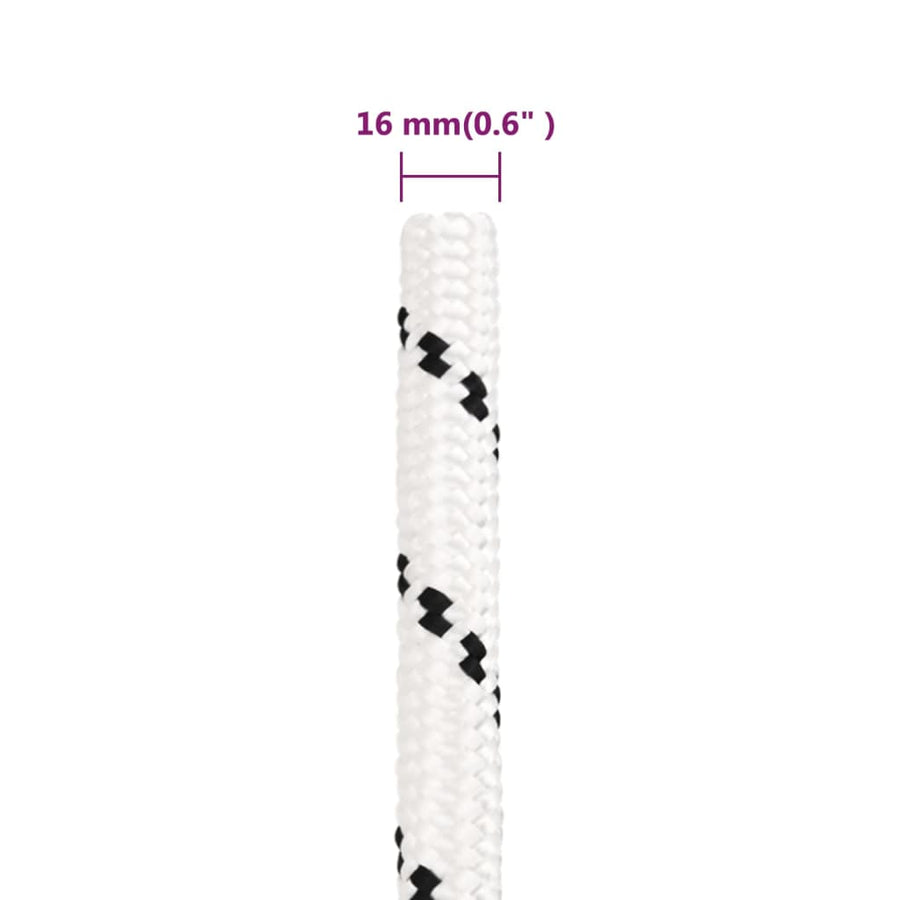 Boottouw Gevlochten 6 Mmx Polyester Wit 16 mm 25 m