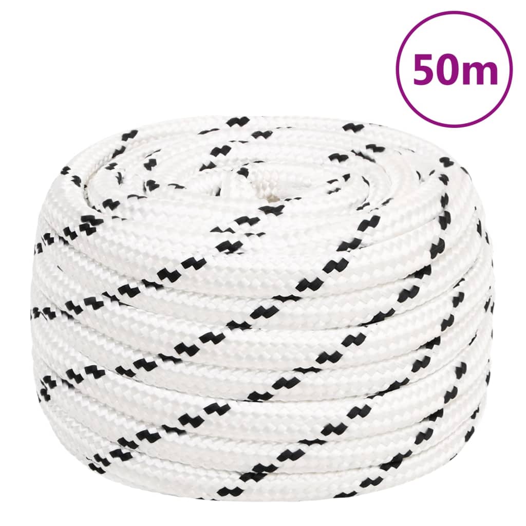 Boottouw gevlochten 16 mmx50 m polyester wit 16 mm 50 m