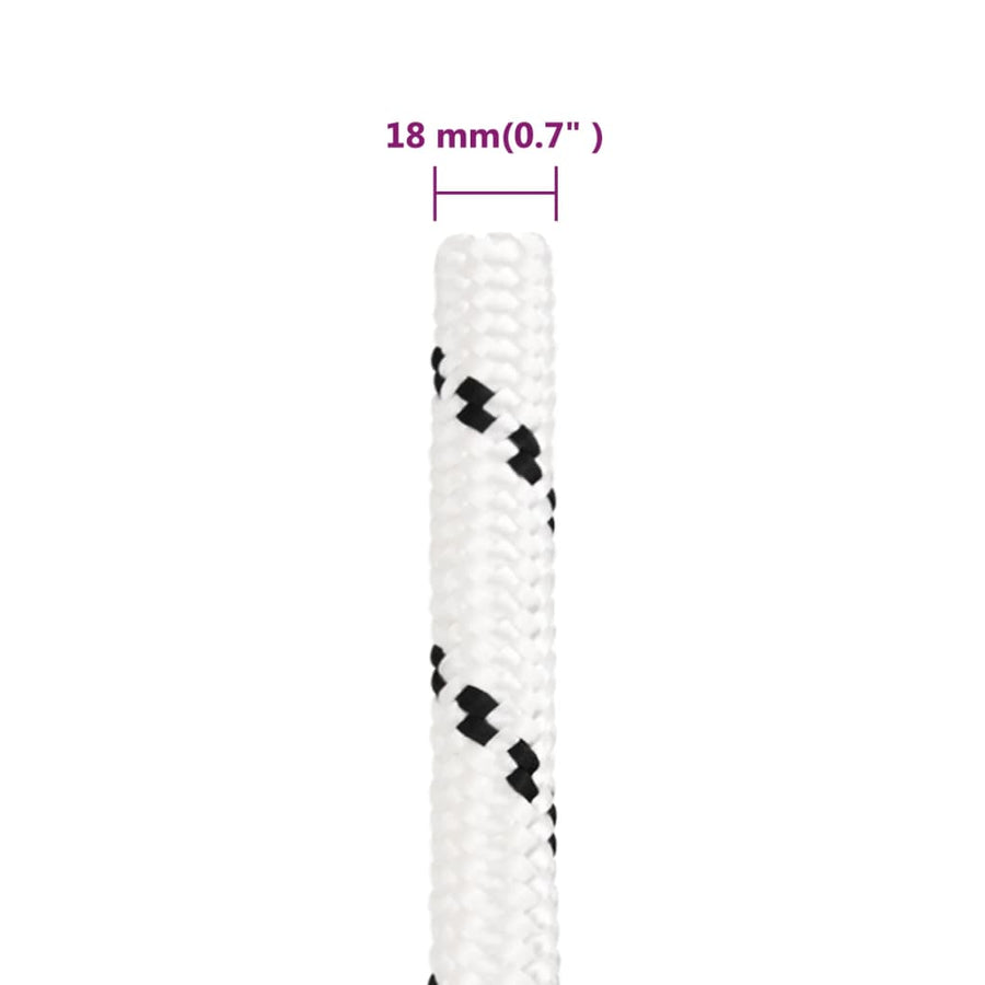 Boottouw Gevlochten 8 Mmx Polyester Wit 18 mm 25 m
