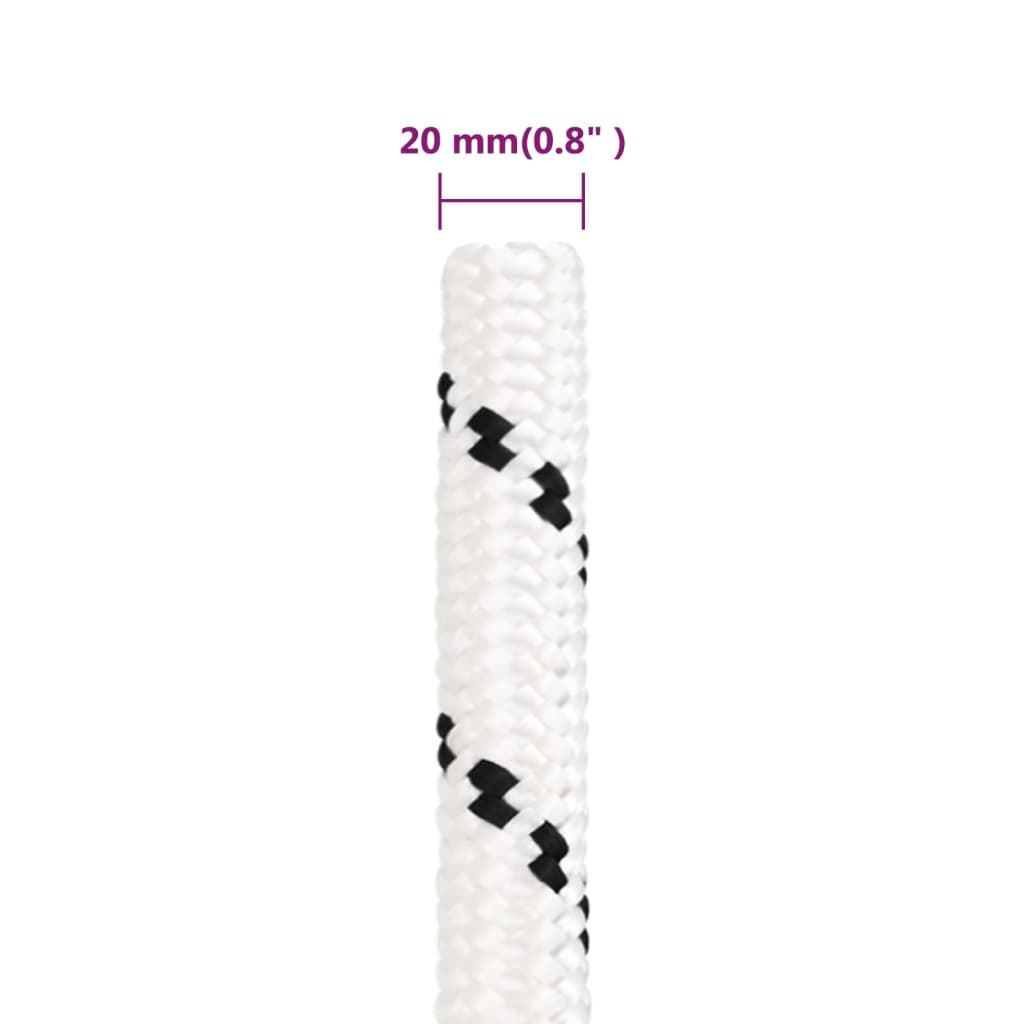 Boottouw Gevlochten X Polyester Wit 20 mm 50 m