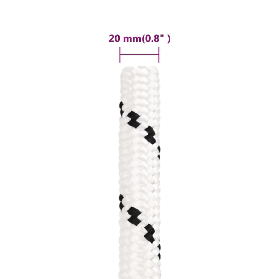Boottouw Gevlochten 20 Mmx100 M Polyester Wit