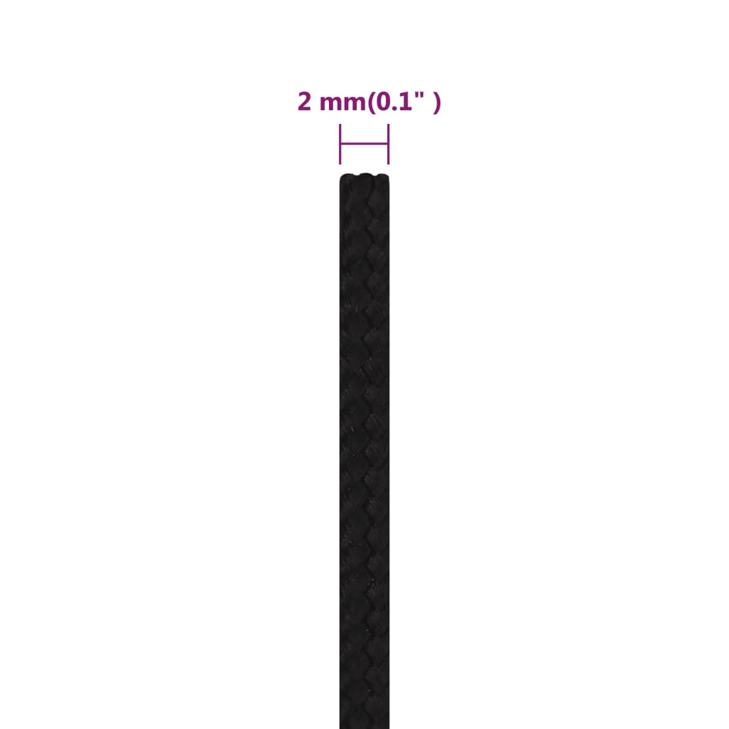 Werktouw 2 mm 50 m polyester zwart 2 mm 50 m