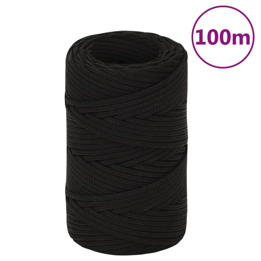 Werktouw 2 mm 100 m polyester zwart 2 mm 100 m