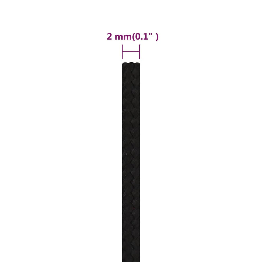 Werktouw 2 mm 100 m polyester zwart 2 mm 100 m