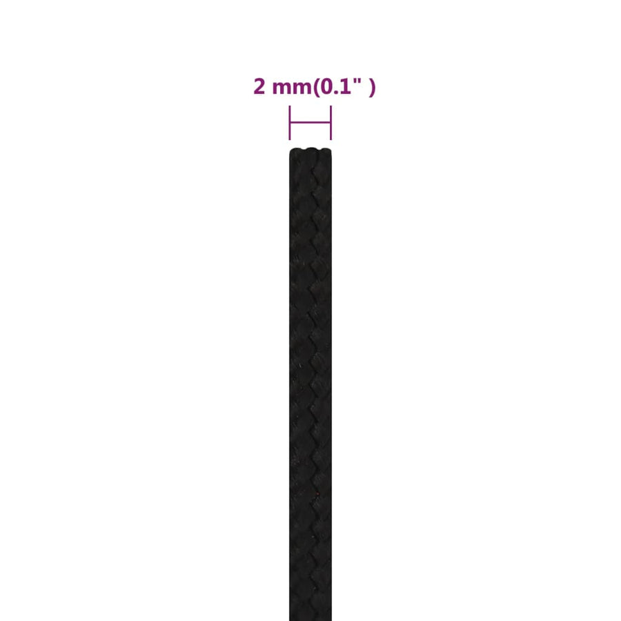 Werktouw 2 mm 250 m polyester zwart 2 mm 250 m