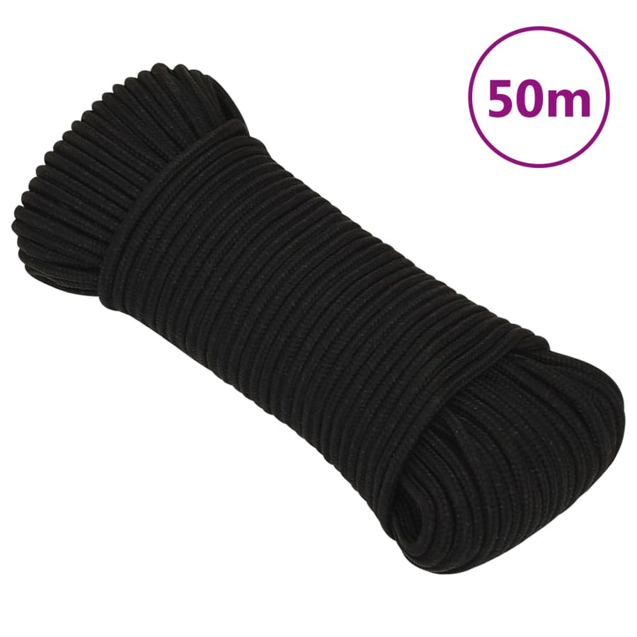 Werktouw 3 mm 50 m polyester zwart 3 mm 50 m