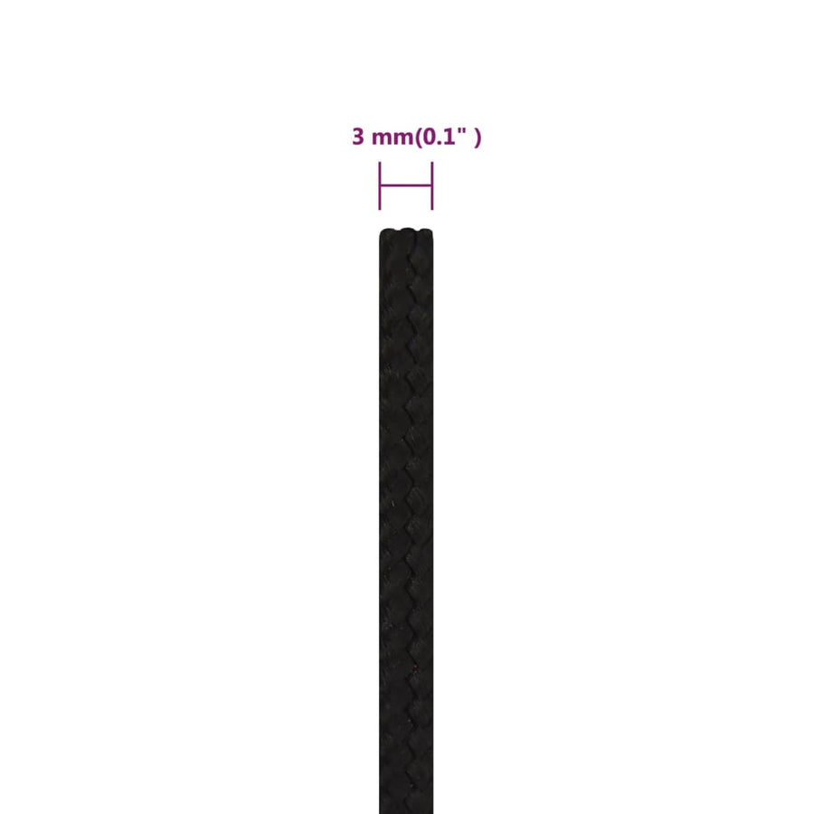 Werktouw 3 mm 50 m polyester zwart 3 mm 50 m