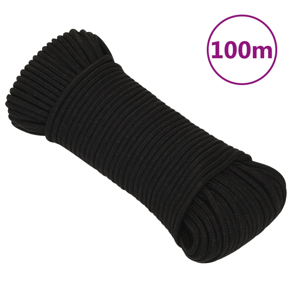 Werktouw 3 mm 100 m polyester zwart 3 mm 100 m