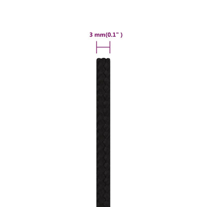 Werktouw 3 mm 100 m polyester zwart 3 mm 100 m