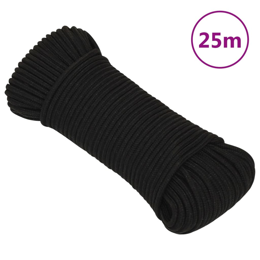 Werktouw 5 mm 25 m polyester zwart 5 mm 25 m