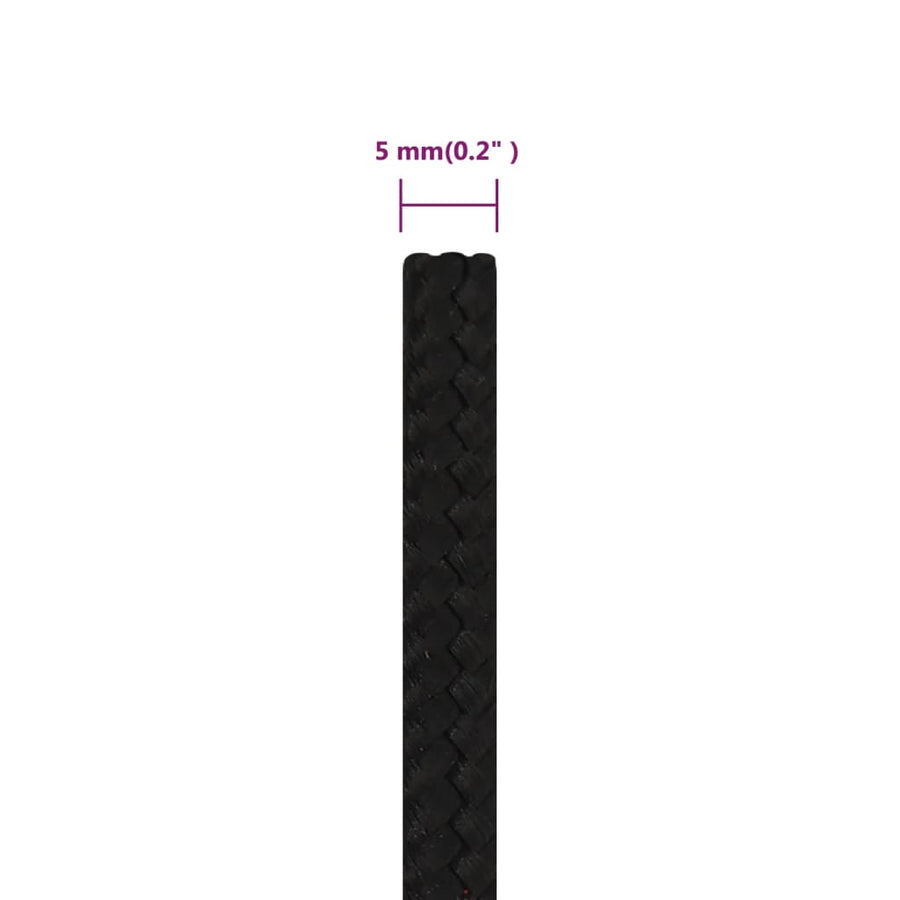 Werktouw 5 mm 25 m polyester zwart 5 mm 25 m