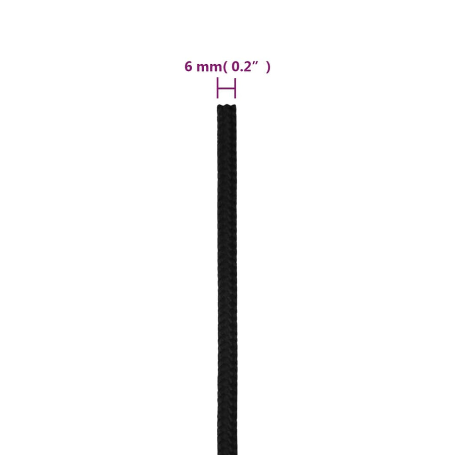 Werktouw 6 mm 50 m polyester zwart 6 mm 50 m