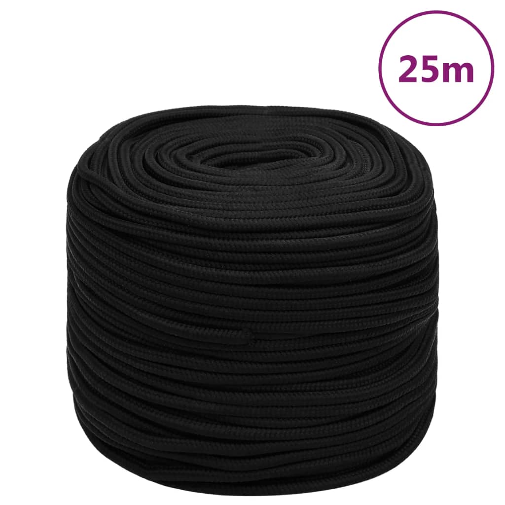 Werktouw 8 mm 25 m polyester zwart 8 mm 25 m