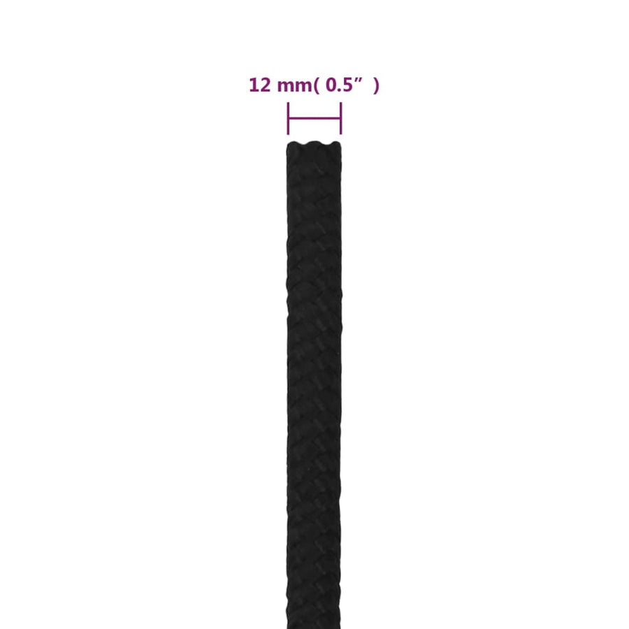 Werktouw 12 mm 100 m polyester zwart 12 mm 100 m
