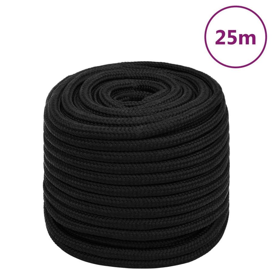 Werktouw 16 mm 25 m polyester zwart 16 mm 25 m