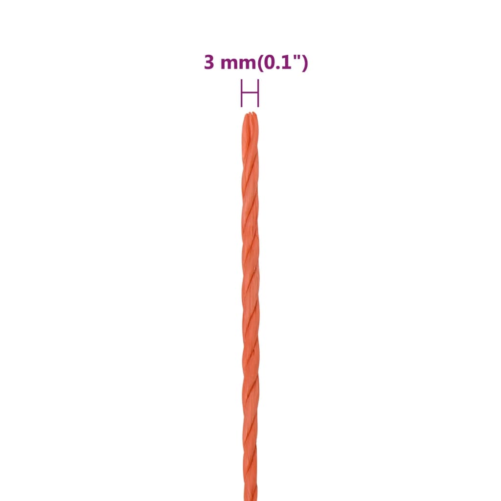 Werktouw 3 mm 50 m polypropeen oranje