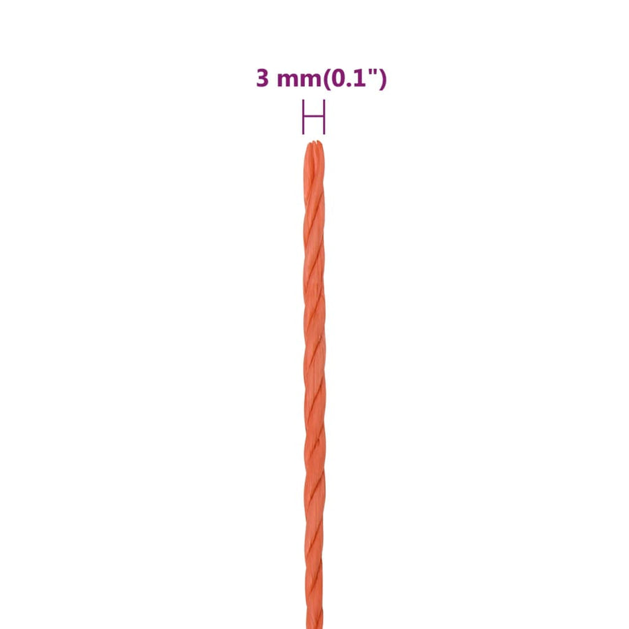 Werktouw 3 mm 50 m polypropeen oranje
