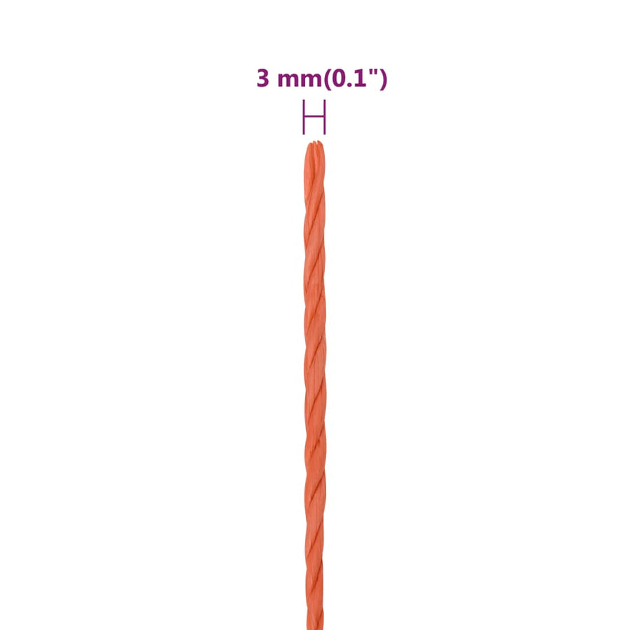 Werktouw 3 mm 100 m polypropeen oranje