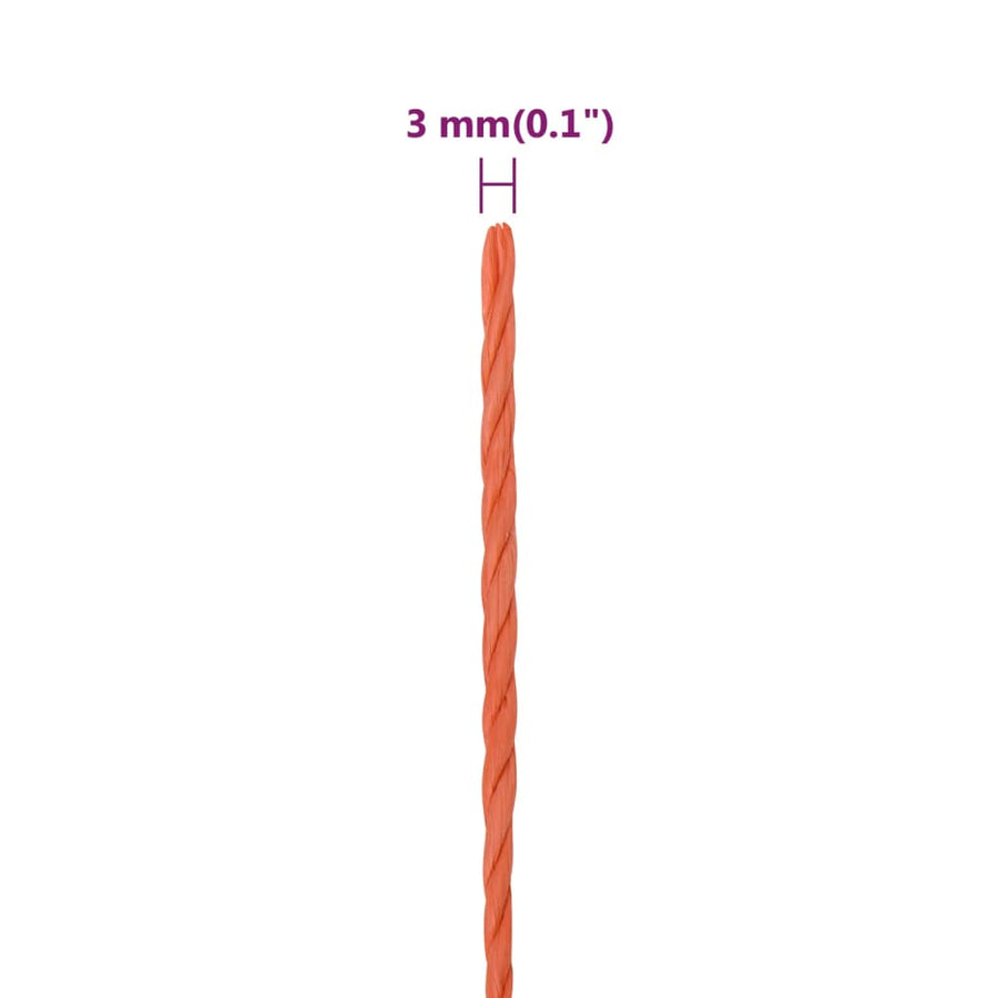Werktouw 3 mm 250 m polypropeen oranje