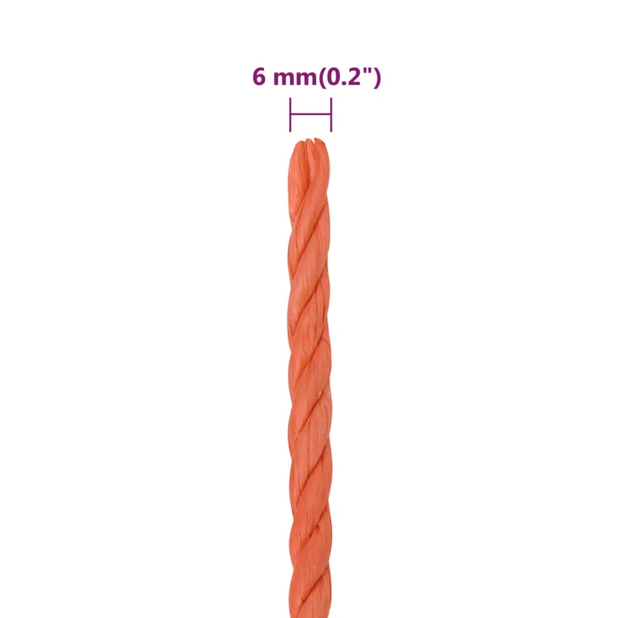 Werktouw 6 mm 100 m polypropeen oranje