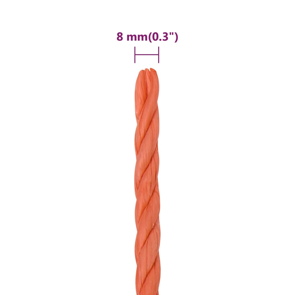 Werktouw 8 mm 25 m polypropeen oranje