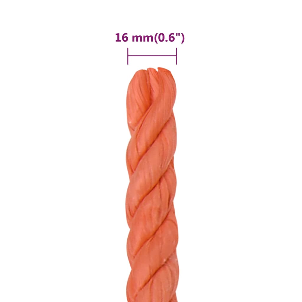 Werktouw 16 Mm 50 M Polypropeen Oranje Orange