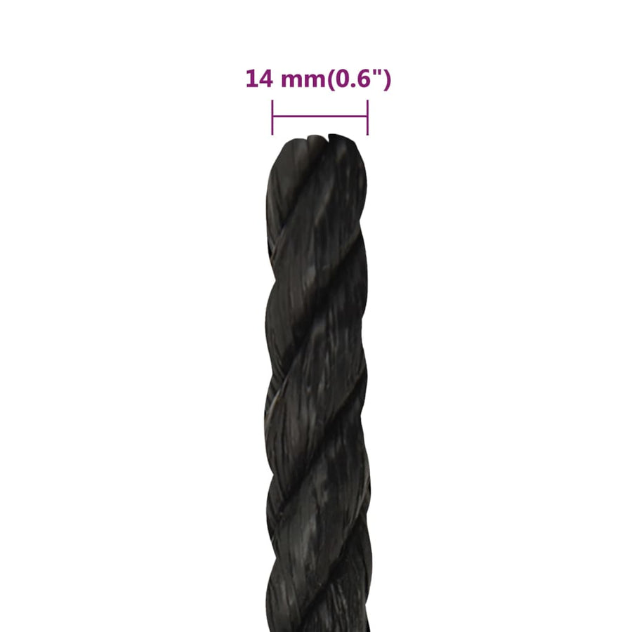 Werktouw 14 mm 50 m polypropeen zwart