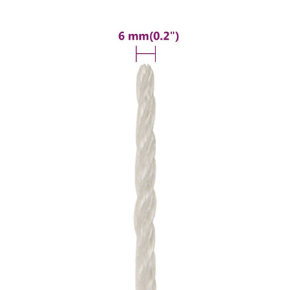 Werktouw 6 mm 50 m polypropeen wit