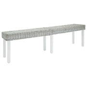 Bankje 160x35x45 cm kubu rattan mahoniehout wit
