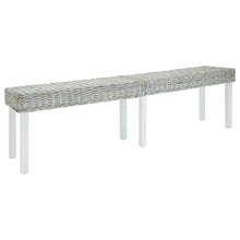 Bankje 160x35x45 cm natuurlijk kubu rattan en mahoniehout wit