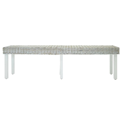 Bankje 160x35x45 cm natuurlijk kubu rattan en mahoniehout wit