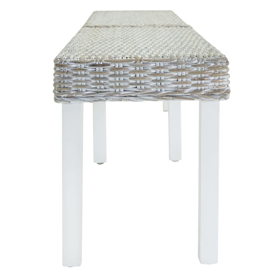 Bankje 160x35x45 cm natuurlijk kubu rattan en mahoniehout wit