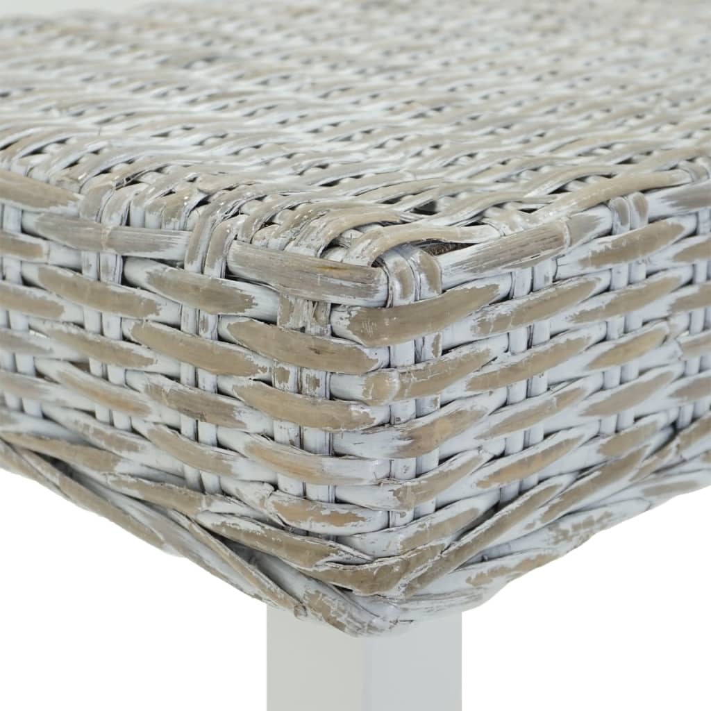 Bankje 160x35x45 cm natuurlijk kubu rattan en mahoniehout wit