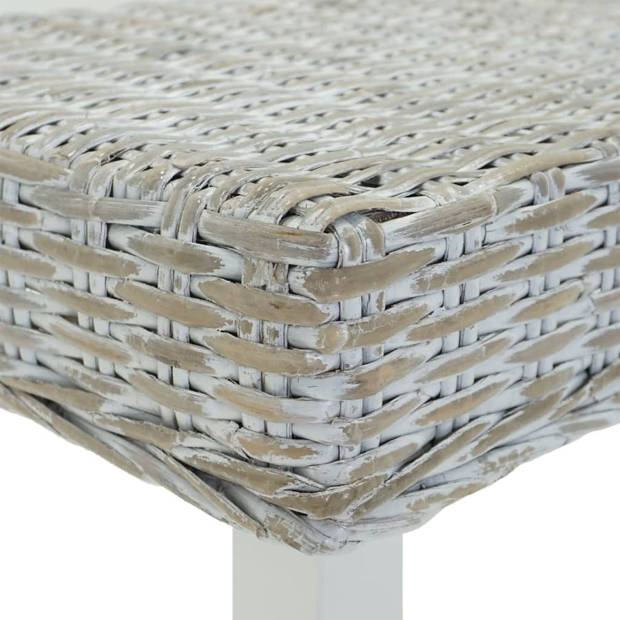Bankje 160x35x45 cm natuurlijk kubu rattan en mahoniehout wit