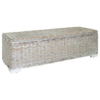 Storage box 110 cm natural kubu Poly Rattan & solid mahogany white