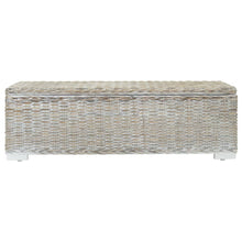 Opbergbox 110 cm natuurlijk kubu rattan & massief mahoniehout wit