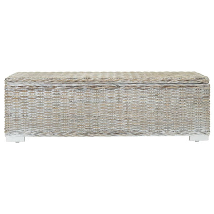 Opbergbox 110 cm natuurlijk kubu rattan & massief mahoniehout wit