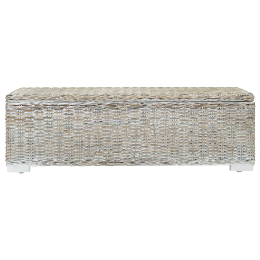 Opbergbox 110 cm natuurlijk kubu rattan & massief mahoniehout wit