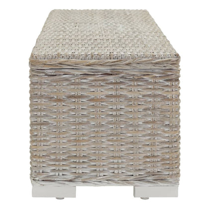Opbergbox 110 cm natuurlijk kubu rattan & massief mahoniehout wit