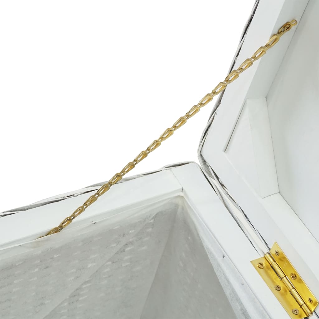 Opbergbox 110 cm natuurlijk kubu rattan & massief mahoniehout wit