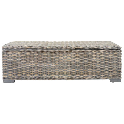 Opbergbox 110 cm natuurlijk kubu rattan en mahoniehout grijs