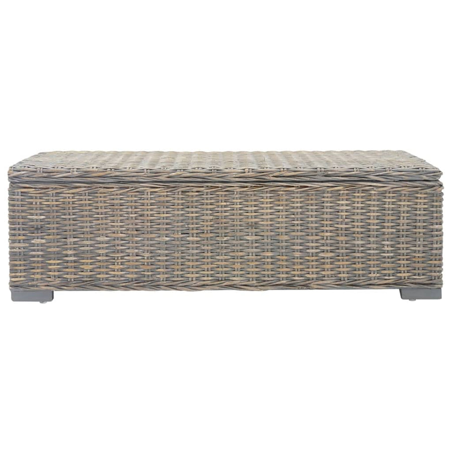 Opbergbox 110 cm natuurlijk kubu rattan en mahoniehout grijs