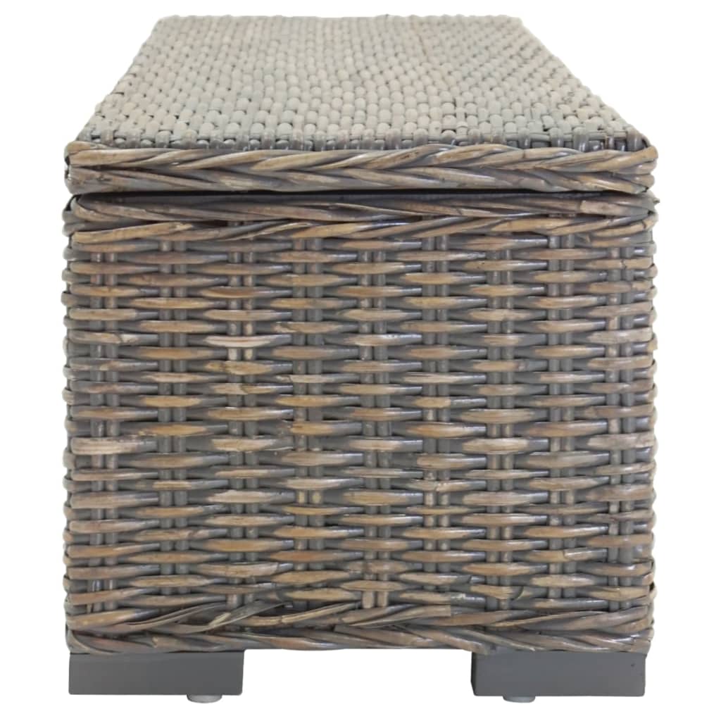 Opbergbox 110 cm natuurlijk kubu rattan en mahoniehout grijs