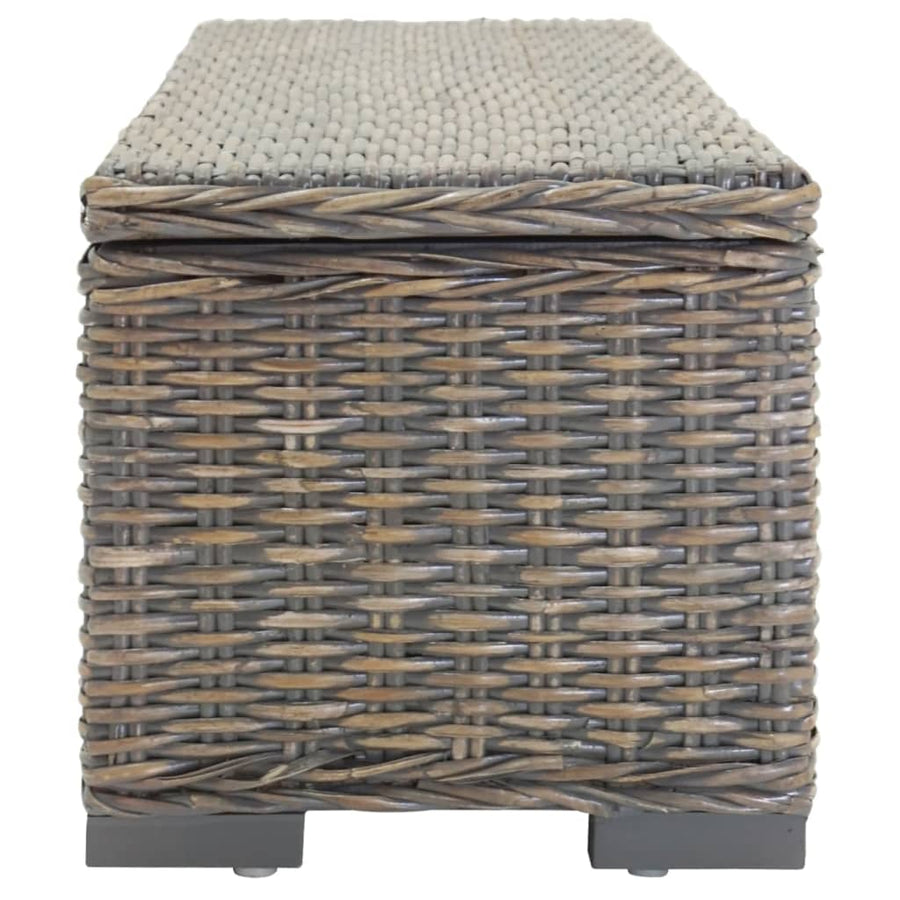 Opbergbox 110 cm natuurlijk kubu rattan en mahoniehout grijs